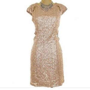 Trixxie Girl Junior Champagne Sequin Cutout Dress